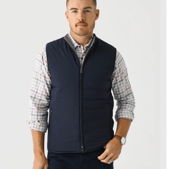 Peter Millar Gray Navy Whistler Reversible Vest Quilted Puffer NWOT M Full-Zip - Picture 3 of 16